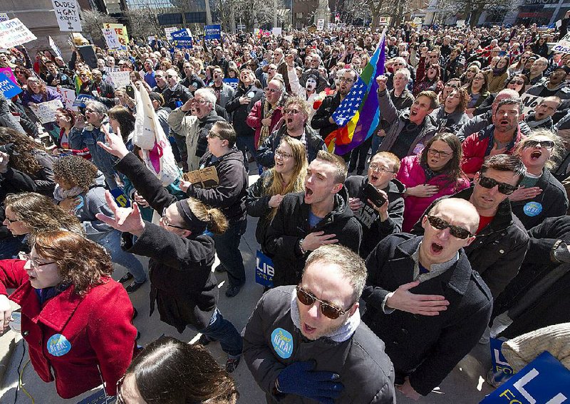 Thousands gathered last weekend at Indiana’s Statehouse to protest that state’s proposal for a Religious Freedom Restoration Act that had drawn widespread criticism. 