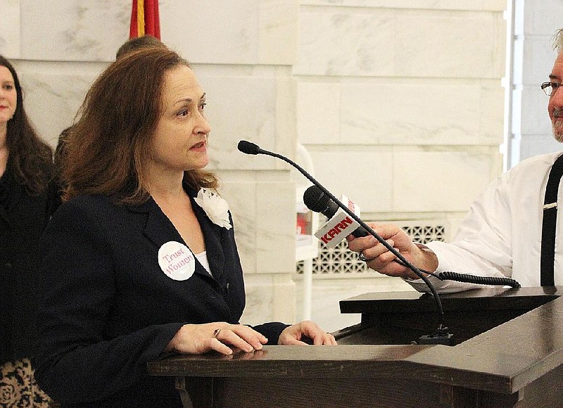 ACLU of Arkansas Executive Director Rita Sklar speaks at a news conference at the state Capitol in this file photo.