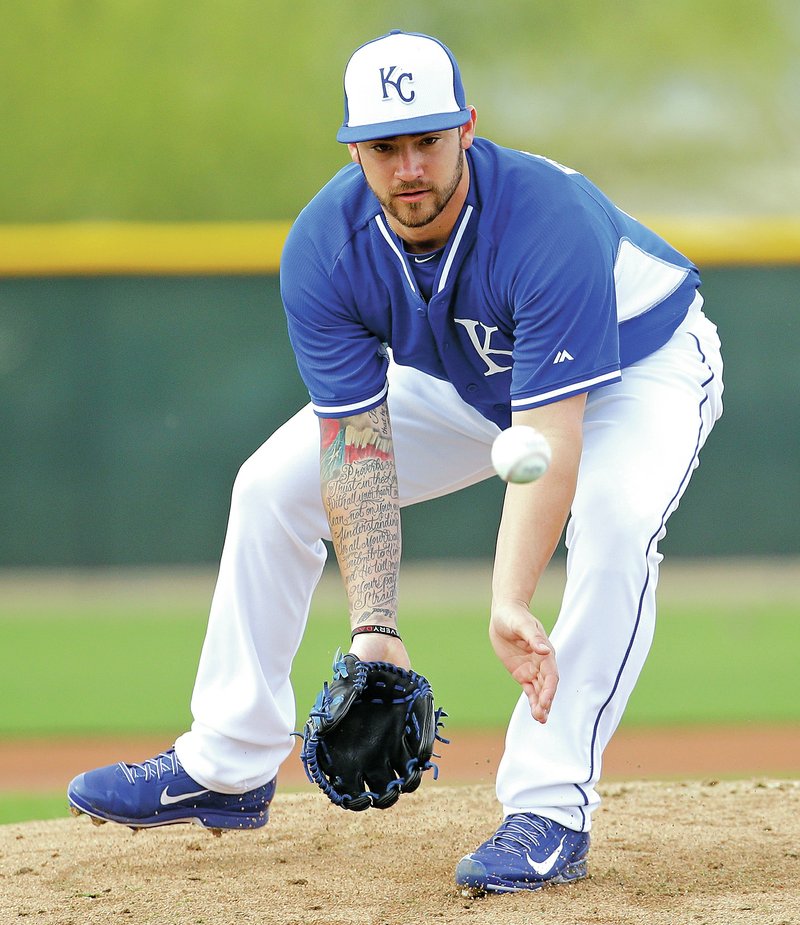AP /Charlie Riedel Brandon Finnegan fields a ball Feb. 20 during spring training baseball practice for the Kansas City Royals in Surprise, Ariz. As the Royals No. 2 prospect, Finnegan will be a starter for the Northwest Arkansas Naturals.