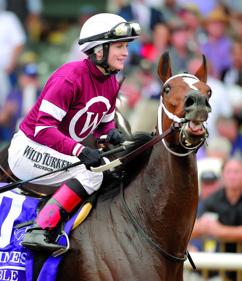 Rosie Napravnik (left) rode Steve Asmussen-trained Untapable to a Breeders’ Cup victory last year.
Asmussen, who has 7,005 career victories, has trained a number of top-notch horses, including 2007-
2008 Horse of the Year Curlin (below, left) and 2009 Horse of the Year Rachel Alexandra (below, right).