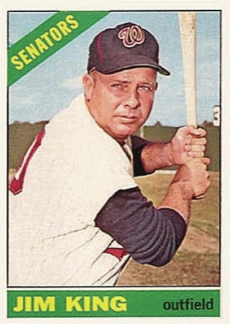 A Jim King baseball card from when he played for the Washington Senators in the 1960s.