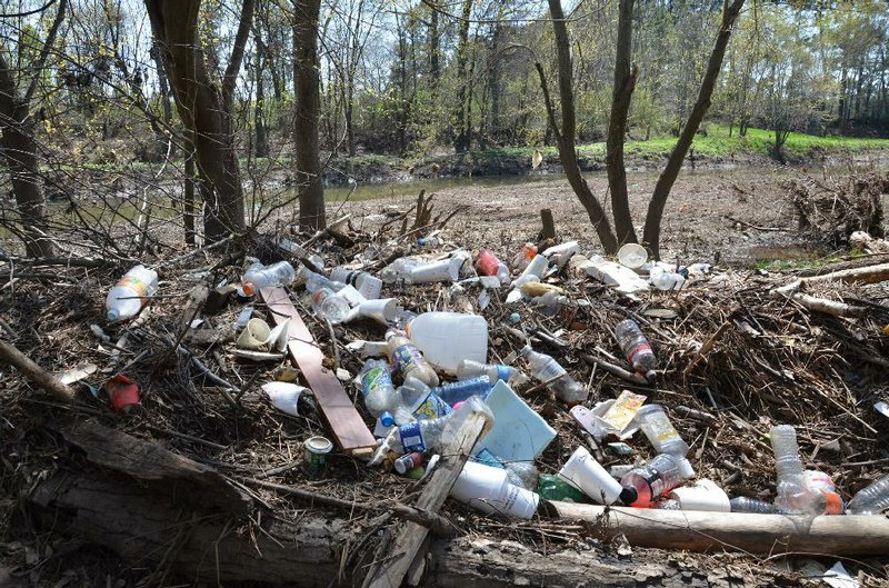 Special to the Democrat-Gazette/HEATHER HUCKEBA
Most of Little Rock is within the watershed that feeds Fourche Creek, and with every storm trash and debris are washed into the creeks, its tributaries and wetlands.