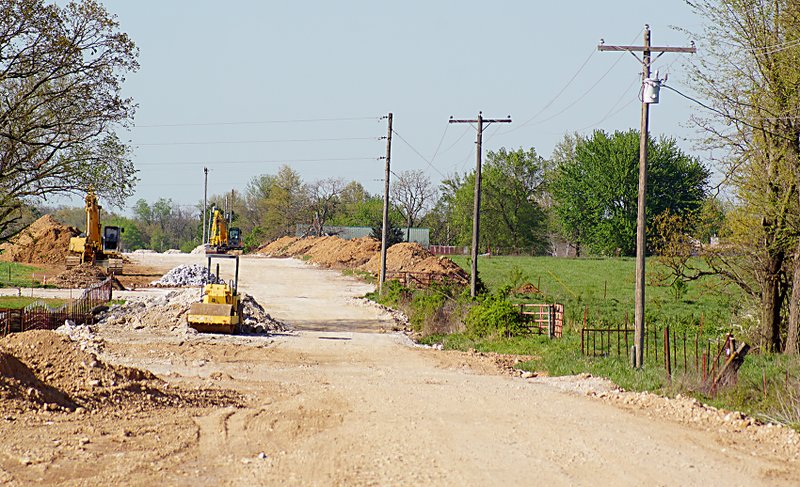 Photo by Randy Moll Work continues on a new street in Gentry between SWEPCO Rd. and Arkansas Hwy. 12 at WPA Road. City crews are working on the half-million-dollar project.