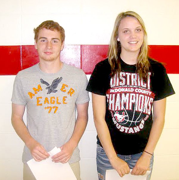 COURTESY PHOTO Truman Craig and Patricia Wattman, sophomores at McDonald County High School, were recently selected to attend Missouri Scholars Academy.