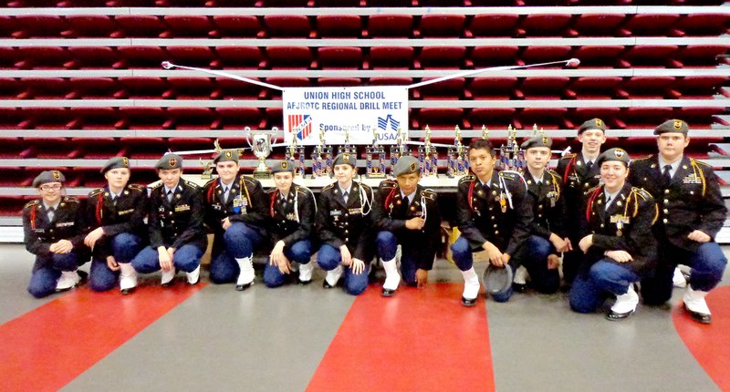 COURTESY PHOTO The McDonald County High School JROTC drill team earned a first and a second at the Regional Drill Meet held at Union High School in Tulsa, Okla.