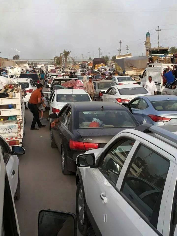 People leave their hometown Ramadi, 70 miles (115 kilometers) west of Baghdad, Iraq, Thursday, April 16, 2015. Clashes between Iraqi forces and Islamic State militants pressing their offensive for Ramadi, the capital of western Anbar province, has forced more than 2,000 families to flee from their homes in the area, an Iraqi official said Thursday. The Sunni militants' push on Ramadi, launched Wednesday when the Islamic State group captured three villages on the city's eastern outskirts, has become the most significant threat so far to the provincial capital of Anbar. 