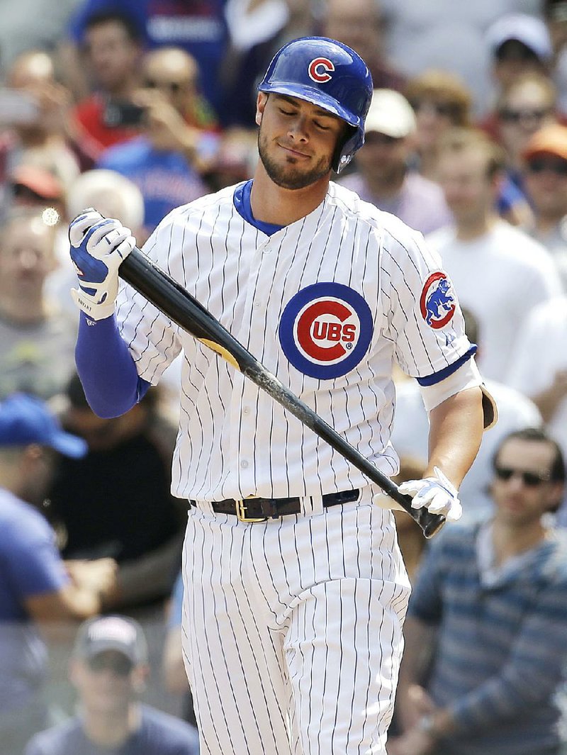Chicago Cubs rookie third baseman Kris Bryant struck out three times in Friday’s game against the San Diego Padres at Wrigley Field in Chicago. He fi nished 0-4 and the Cubs lost 5-4.