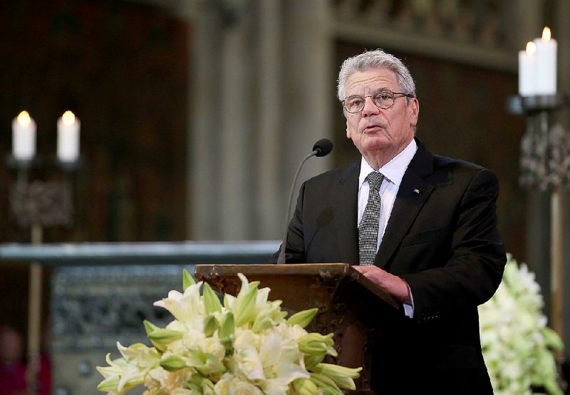 German President Joachim Gauck spoke of rage and sadness at Friday’s memorial service in Cologne, Germany, for victims of the Germanwings flight that was crashed by its co-pilot. 