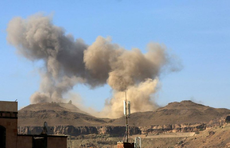 Smoke from a Saudi-led airstrike Friday rises over Sanaa, Yemen. Much of the military hardware used in such strikes is supplied by the United States, with more orders expected from Arab allies fighting the Islamic State. 