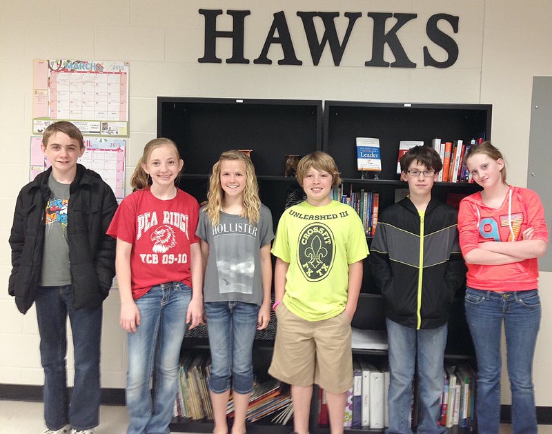 Photographs submitted Blackhawk Pride students for Pea Ridge Middle School from the sixth grade are, from left: Drake Snoderly, Ravin Cawthon, Gracelyn Hissong, Kevin Wilkerson, Harrison Oxford and Samantha Hall.