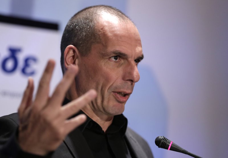Greek Finance Minister Yanis Varoufakis gives a speech during a banking conference in Athens, on Tuesday, April 21, 2015. Greek local authorities were on the brink of revolt Tuesday against the central government's move to use cash reserves from state agencies  including hospitals and kindergartens  to help the country make ends meet.