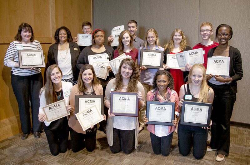 Photo submitted John Brown University Communication students received 18 awards from the Arkansas College Media Association. Pictured are winners (front row) Chelsea Spencer, Colleen Cornett, Lauren Drogo, Tarah Thomas, Klara Johannesen, (second row) Kara Gould, Marquita Smith, Becky Watts, Elise Farrell, Nichole Coates, Kacie Galloway, Carter Henson, Rachel Musiime, (third row) Michael Burchfeil and Isaac Weaver.