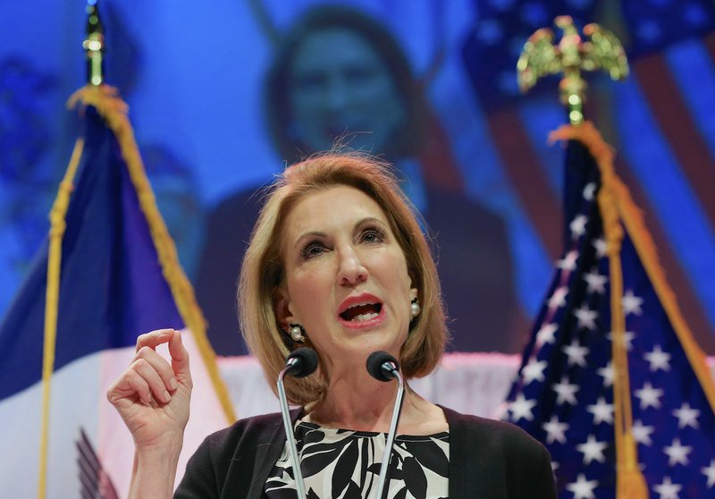 Former Hewlett-Packard CEO Carly Fiorina speaks at the Iowa Faith & Freedom 15th Annual Spring Kick Off, in Waukee, Iowa, on Saturday, April 25, 2015. 