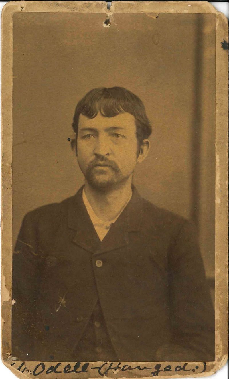 Special to the Arkansas Democrat-Gazette - 05/04/2015 - Among the many photos of Fort Smith's notorious donated to the U.S. Marshals Museum by Betty Wilfong of Little Rock was one of Albert O'Dell, 26, who was hanged in Fort Smith on Jan. 14, 1887, along with James Lamb, 23, The pair were executed for murdering two men who were the husbands of their mistresses. The photos were collected from the Fort Smith Southwest Times Records' files by Wilfong's grandfather Joseph Killian, who was a photographer for the newspaper for several years.U.S. Marshals Museum