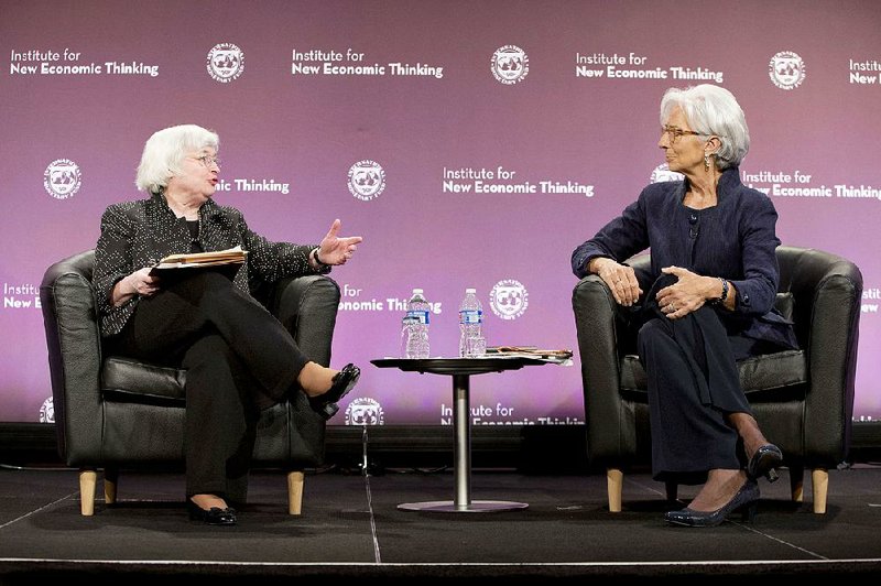 Federal Reserve Chairman Janet Yellen (left), and International Monetary Fund Managing Director Christine Lagarde participate Wednesday in a conference sponsored by the Institute for New Economic Thinking in Washington, D.C. 