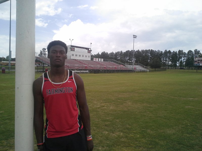 Vernon Tarver/NW Arkansas Democrat-Gazette &#8212; Michael Ingram, Farmington senior, is set to compete in the Class 5A State Track Meet today at Morrilton High School. Ingram has qualified in the high jump and the 400-meter relay.