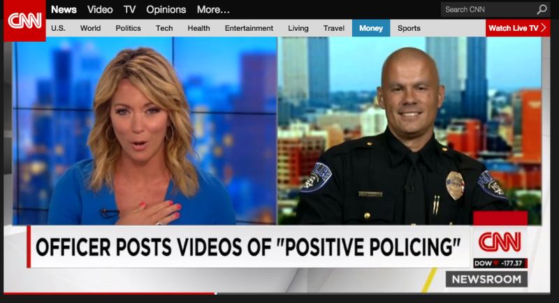 This screenshot from the CNN website shows a segment that aired Wednesday featuring North Little Rock patrolman Tommy Norman and anchor Brooke Baldwin.