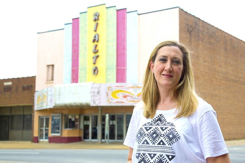 Amy Burton, Main Street Searcy executive director, is one of the community leaders who are involved in the renovation of the Rialto Theater in Searcy. The theater has been a fixture of downtown Searcy since the building’s construction in the early 1920s. Now a partnership is working to upgrade the exterior of the building.