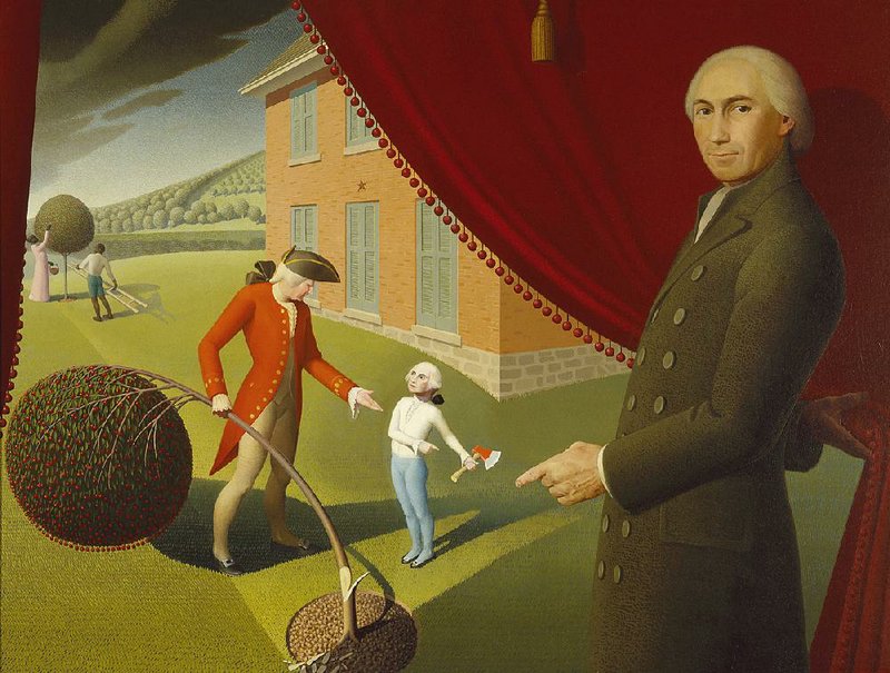 Grant Wood (1891‚Äì1942) 
"Parson Weems‚Äô Fable," 1939 
Oil on canvas
Amon Carter Museum of American Art, Fort Worth