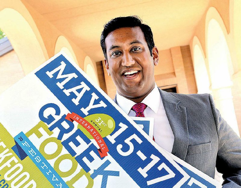 Arkansas Democrat-Gazette/JOHN SYKES JR - HIGH PROFILE VOLUNTEER - Jason Chacko is a Volunteer for the Greek Food Festival, at the Greek Ascension Church in west Little Rock.