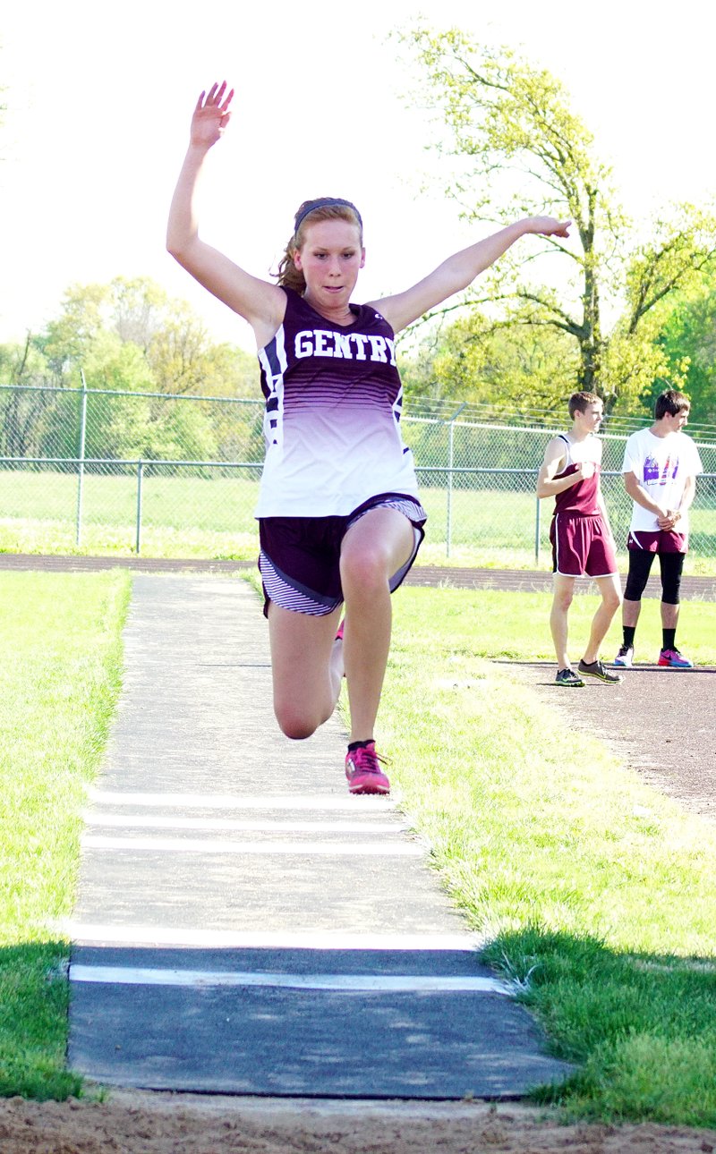 File Photo by Randy Moll Mallory Morris was a team leader in the long jump for Gentry. She won a gold in the 800-meter race at state competition.