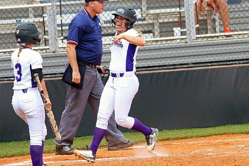 Central Arkansas third baseman Sam Forrest (left), who is hitting.354 for the season, will get a chance to play in her home state when the Sugar Bears take on Oklahoma today in Norman, Okla., at the NCAA softball tournament. 