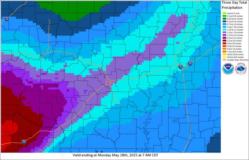 National Weather Service graphic shows forecasted amounts of precipitation for this weekend.