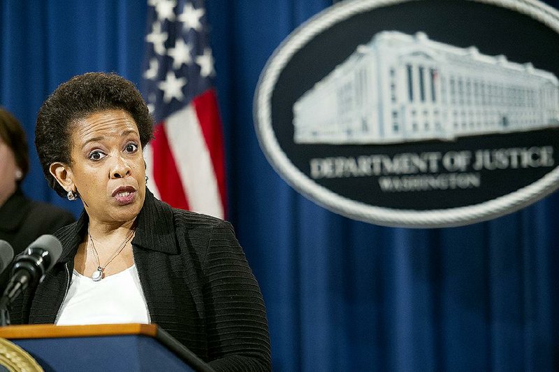 Attorney General Loretta Lynch announces five banks’ guilty pleas Wednesday in Washington.