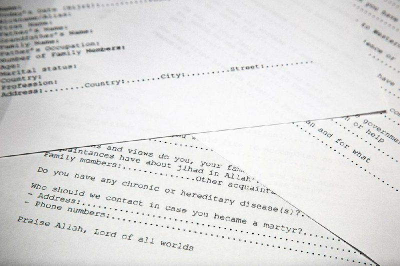 Among the items found in Osama bin Laden’s library was a job application for al-Qaida candidates that, as this translated version shows, included such questions as, “Who should we contact in case you become a martyr?” 