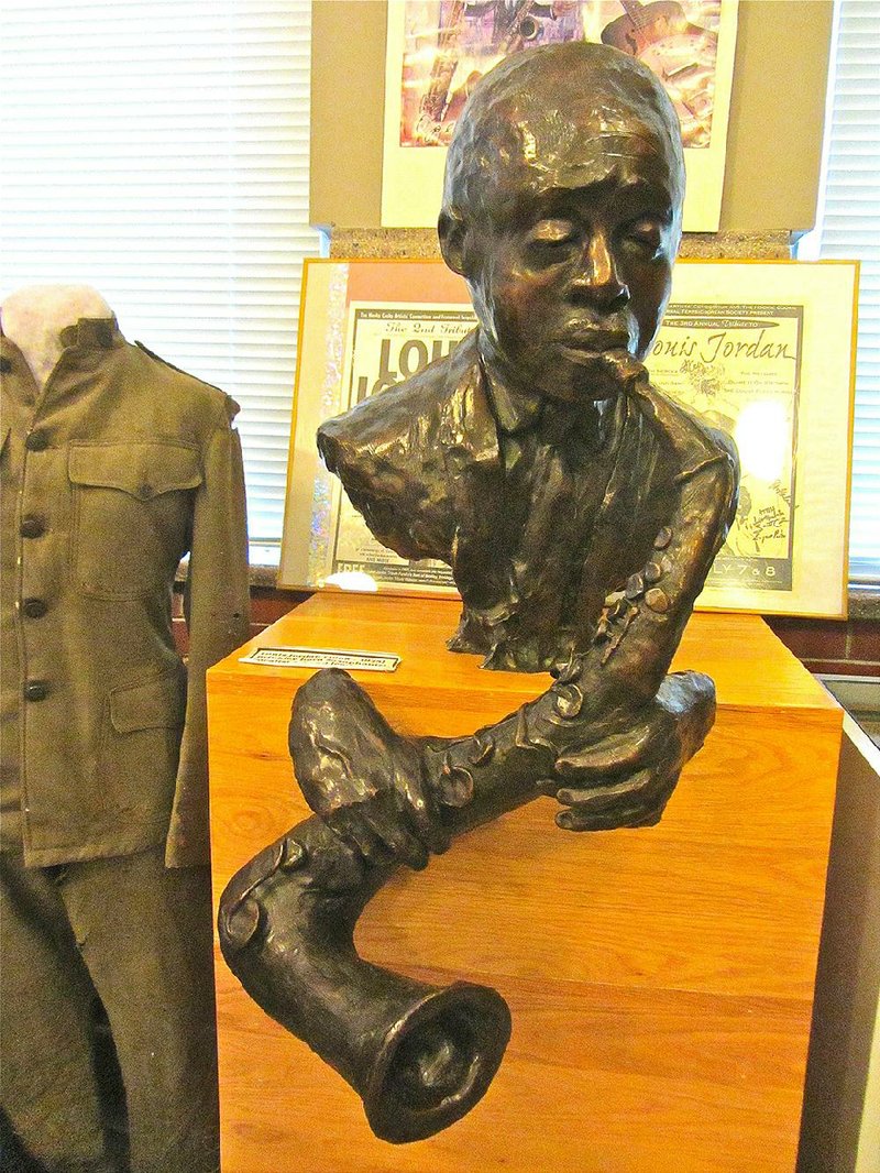 A bust of Louis Jordan sculpted by John Deering is displayed at the Central Delta Depot Museum in Brinkley. 