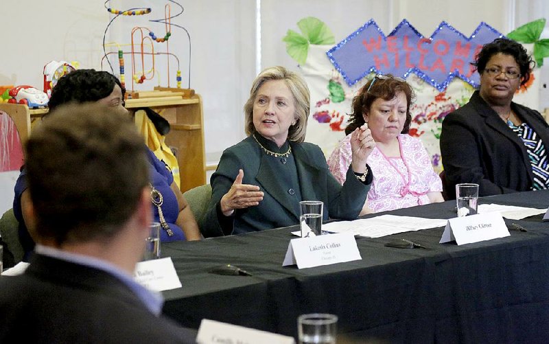 Democratic presidential candidate Hillary Rodham Clinton speaks to child care workers Wednesday in Chicago. Clinton’s testimony on the 2012 attacks in Benghazi, Libya, had been set for this week but were postponed.