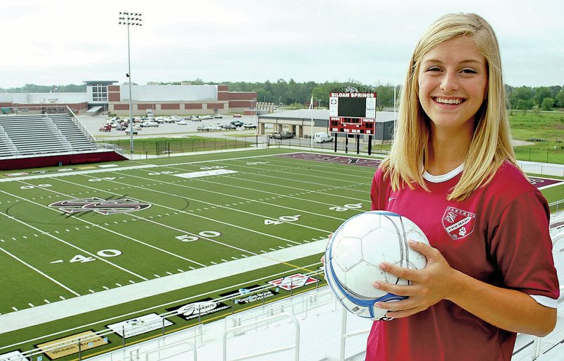 NWA Democrat-Gazette/GRAHAM THOMAS Annika Bos, Siloam Springs senior defender, will be playing in her third state soccer championship game for the Lady Panthers. Bos has signed to continue her soccer career with John Brown University.