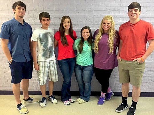 Fountain Lake School District's administration chose three male students and three female students to represent the school during this summer's Arkansas American Legion Boys State and American Legion Auxiliary Girls State programs. Boys State is a program in civics education designed for high school juniors. Girls State is an experiential learning program for juniors. Students will attend their programs from May 31 to June 5. Juniors, from left, selected to participate are Ethan Simpson, Barry Kohr, Vanessa Nobles, Sarah Bearden, Cate Skinner and Kevin Collins.