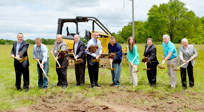 Janelle Jessen/Siloam Sunday A groundbreaking ceremony for a new medical office development along U.S. Highway 412 near Lowe&#8217;s was held on Thursday morning. Pictured are Jeff Kemp, Partner at Commercial Realty NWA, LLC ; Adam Hart, Owner of Hart Construction; Wayne Bollman, Siloam Springs Regional Hospital Plant Operations Director; Jim Little, SSRH Chief Financial Officer; Kevin Clement, SSRH Chief Executive Officer; David Cameron, SSRH Board of Trustees Chair; Jennifer Smith, APRN, nurse practitioner at Siloam Springs Internal Medicine; Ralph Meehan, DO, physician at Siloam Springs Internal Medicine; Matthew Coker, MD, Ozark Orthopaedics &#8211; Siloam Springs; and Wayne Mays, Siloam Springs Chamber of Commerce President/CEO.