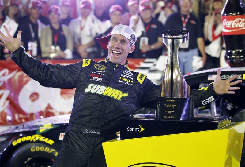 Carl Edwards became the third member of the Joe Gibbs Racing team to win a race this season, capturing the NASCAR Sprint Cup’s Coca-Cola 600 in Concord, N.C. 