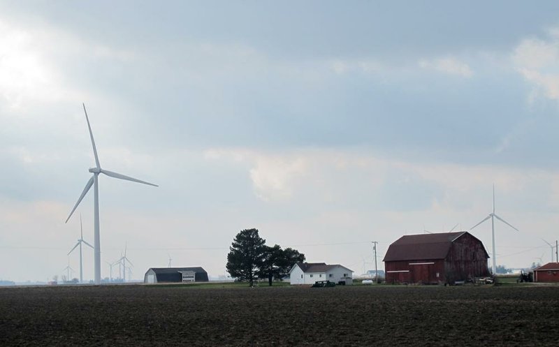 Wind turbines can be seen scattered across farmland in December near Port Austin, Mich., one of the areas across the U.S. where the American Bird Conservancy says the rapid growth of wind energy is putting migratory birds at risk. 