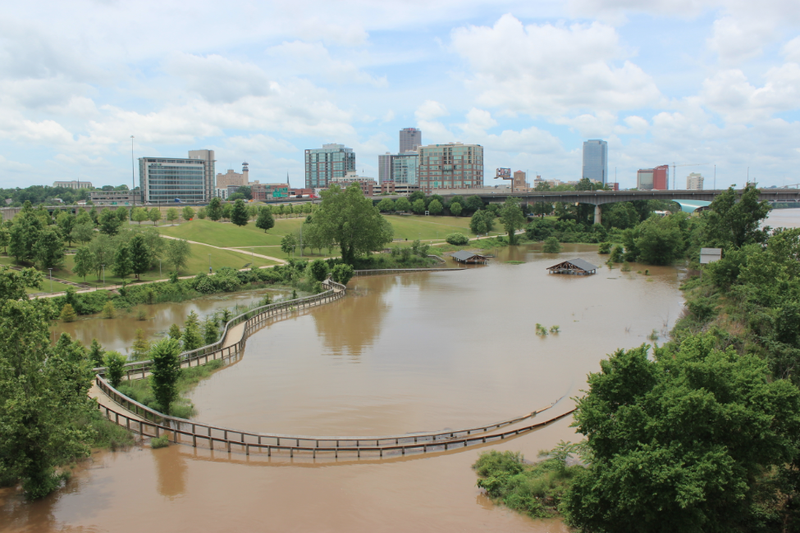 The William E. "Bill" Clark Presidential Park Wetlands have flooded along the Arkansas River in Little Rock. 