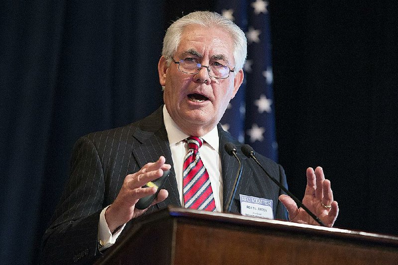 In this March 27, 2015 file photo, ExxonMobil CEO Rex Tillerson delivers remarks on the release of a report by the National Petroleum Council on oil drilling in the Arctic, in Washington. 