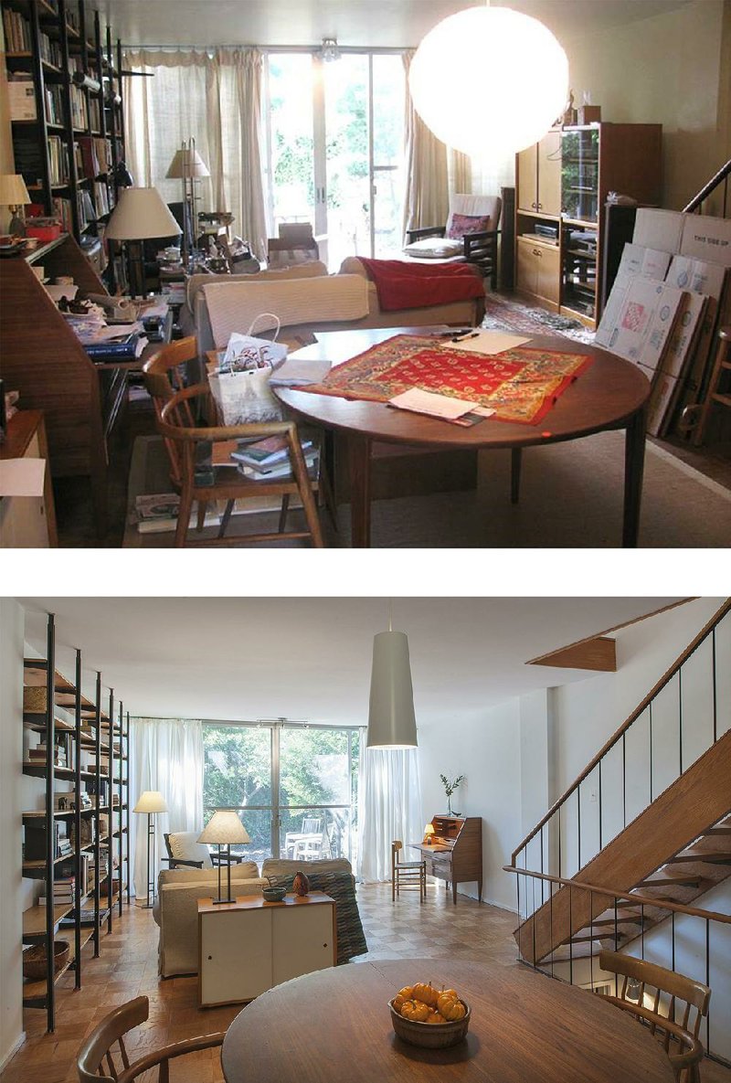 A townhouse in Washington was staged by Tyler Whitmore with the homeowner’s furnishings. Work included thinning out books, adding a new light fixture and removing an entertainment unit. Top photo by The Washington Post/TYLER WHITMORE and the bottom photo by The Washington Post/ANICE HOACHLANDER.