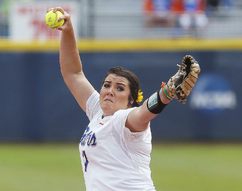 Florida pitcher Lauren Haeger pitched a one-hitter Thursday to lead the Gators to a 7-2 victory over Tennessee in the NCAA Women’s College World Series in Oklahoma City. Haeger had two hits in the game, including a home run in her first at-bat. 