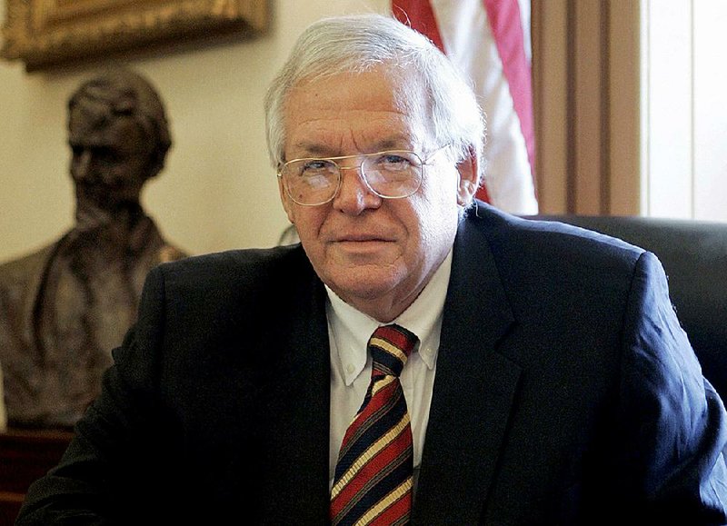 In this June 15, 2007, file photo, former House Speaker Dennis Hastert, R-Ill., sits for a portrait in his Capitol Hill office. 