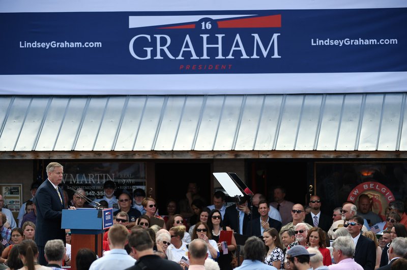 Sen. Lindsey Graham, R-South Carolina, announced his bid for the presidency, Monday, June 1, 2015, in Central, S.C.