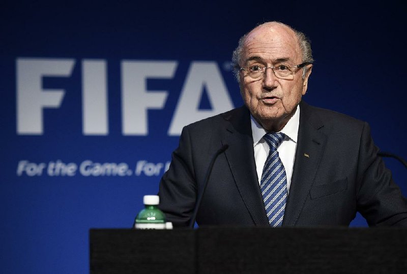 FIFA President Sepp Blatter speaks Tuesday at the FIFA headquarters in Zurich, where he said he will resign from his position.