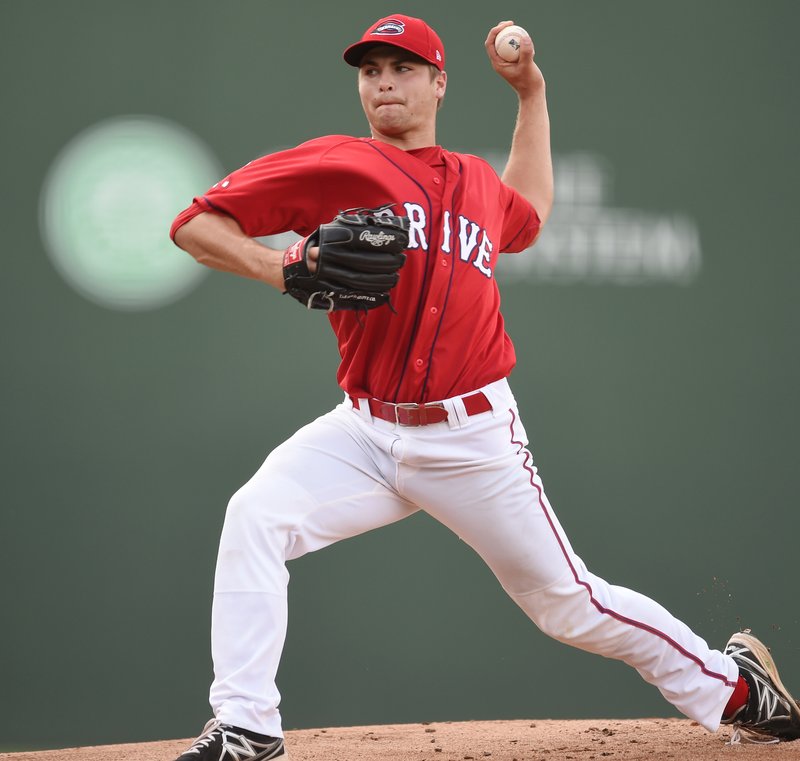 Photo Courtesy/GWINN DAVIS MEDIA Jalen Beeks of Prairie Grove is the top pitcher for the Greenville (S.C.) Drive, a Class A affiliate of the Boston Red Sox. Beeks is 5-1 on the season with a 3.31 earned run average.