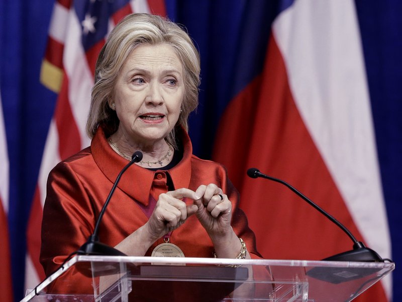 In this June 4, 2015 file photo, Democratic presidential candidate Hillary Rodham Clinton speaks at Texas Southern University in Houston. Republicans struck back Friday against Clinton's suggestions that they have attempted to disenfranchise voters systematically. They accused the Democratic presidential front-runner of running a divisive campaign and favoring lax controls on voting.