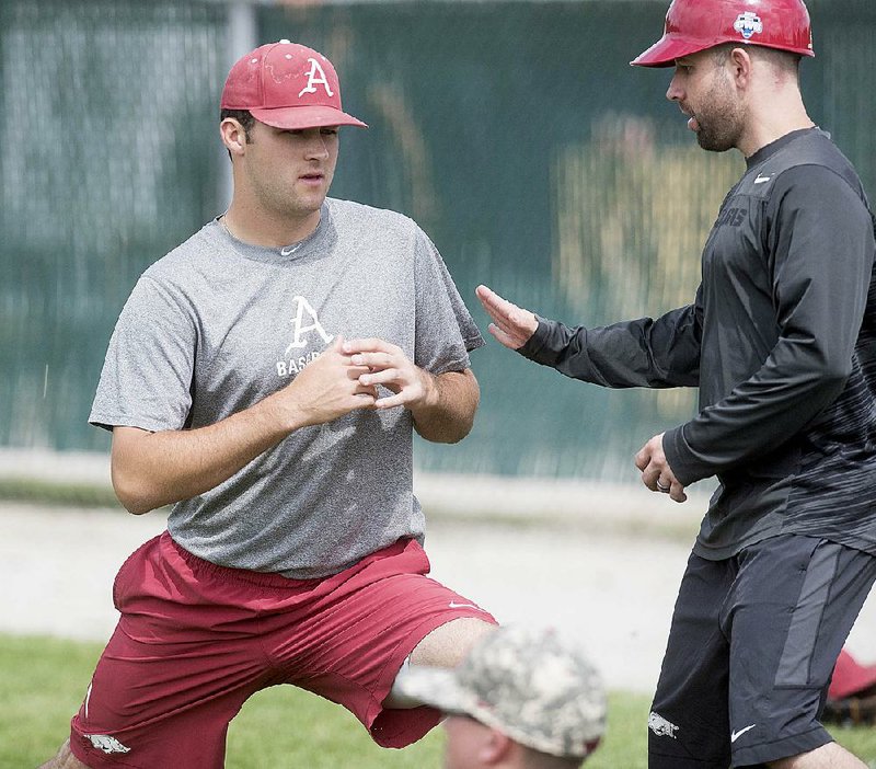 Pitcher Keaton McKinney (left) has been nursing a hip injury since before the SEC Tournament, but the right hander is scheduled to start today’s elimination game against Miami.