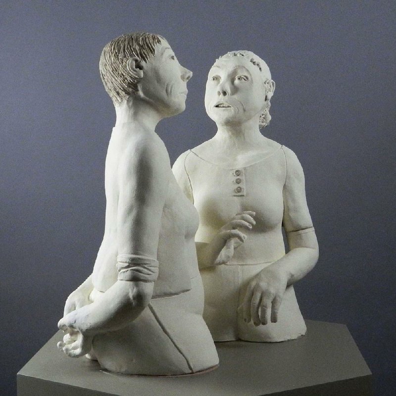 Figurative ceramic sculptures by Conway artist Barbara Satterfield make up “And then, I: Monuments to Pivotal Moments.”
