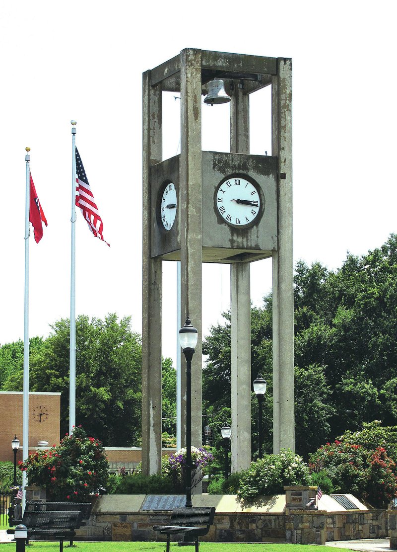 This clock, a remnant of the 1916 courthouse in Greenwood that was destroyed in a 1968 tornado, hasn’t run in years, and its concrete tower is weakening.