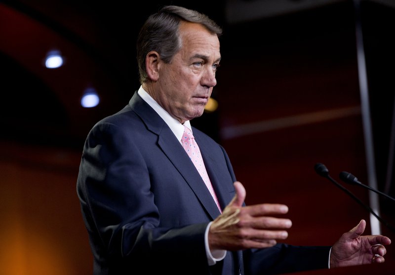 In this June 11, 2015 file photo, House Speaker John Boehner of Ohio speaks during a news conference on Capitol Hill in Washington. Congressional Republicans are poised to deal a sharp blow to their traditional allies in the business community by allowing the federal Export-Import Bank to go out of business at the end of the month.