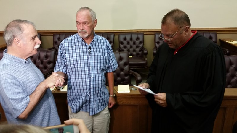 Earnie Matheson, 65, and Tony Chiaro, 73, are married Friday by Pulaski County Circuit Judge Chris Piazza.